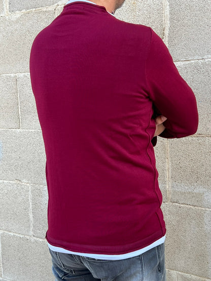 MAGLIA LANA MAGLIONCINO UOMO MANICA LUNGA GIROCOLLO RASATO 100% MADE IN ITALY