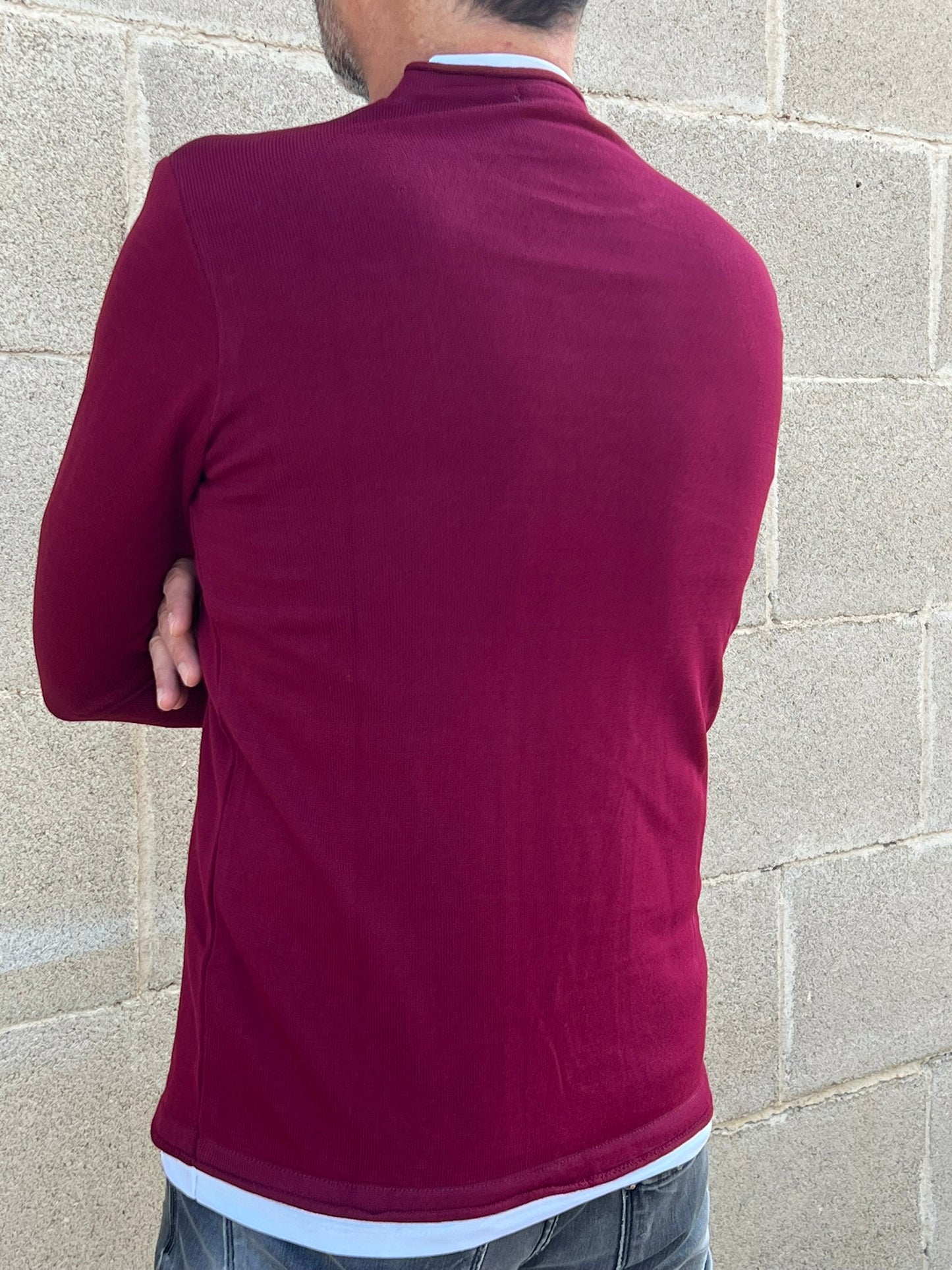 MAGLIA LANA MAGLIONCINO UOMO MANICA LUNGA GIROCOLLO RASATO 100% MADE IN ITALY