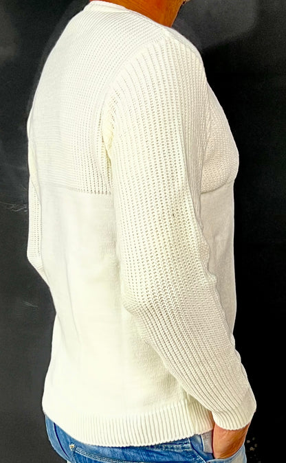 MAGLIA LANA MAGLIONCINO UOMO GIROCOLLO CON TASCHINO RIFINITO 100% MADE IN ITALY