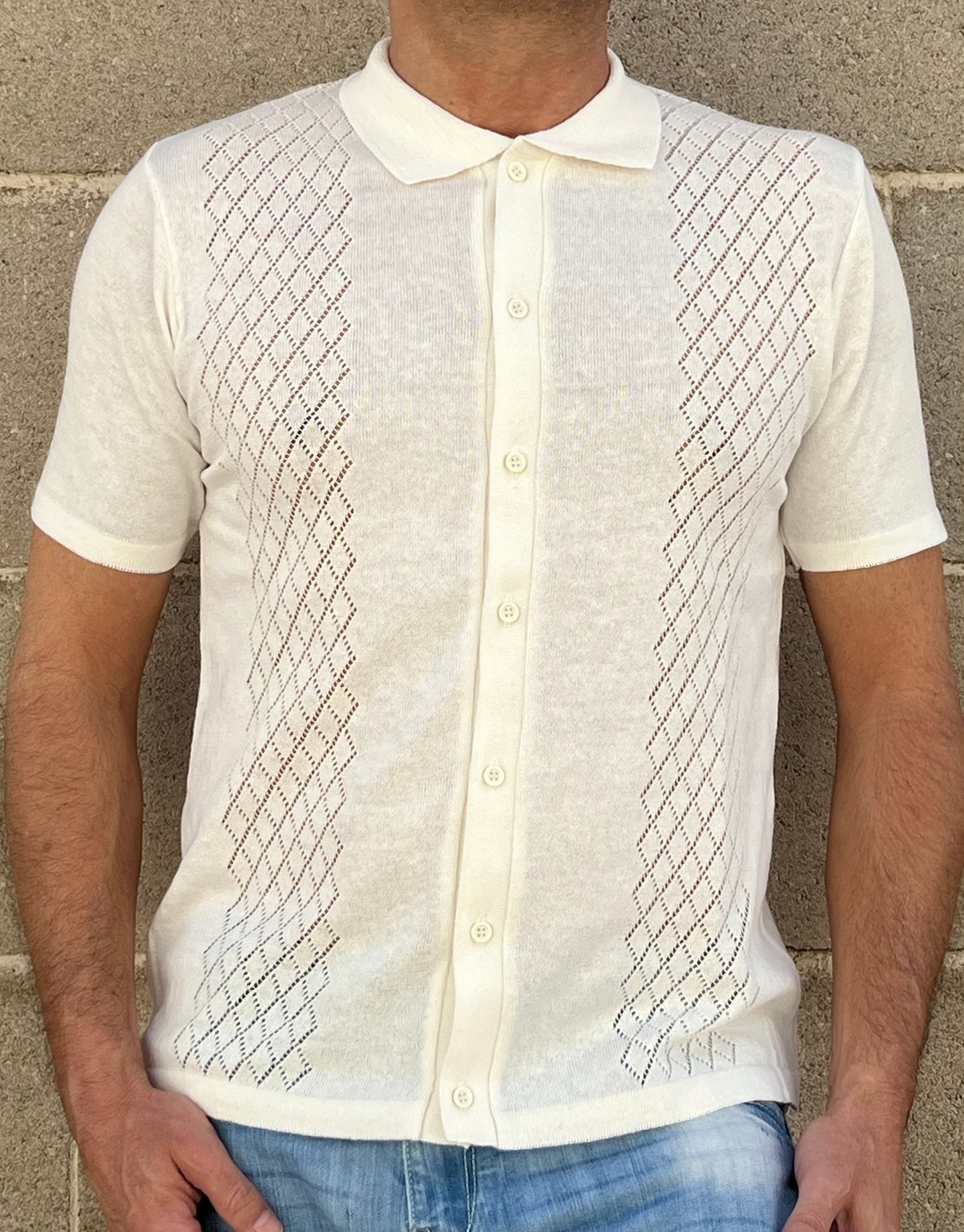 POLO CAMICIA UOMO COTONE CON BOTTONI MANICA CORTA MAGLIERIA 100% MADE IN ITALY