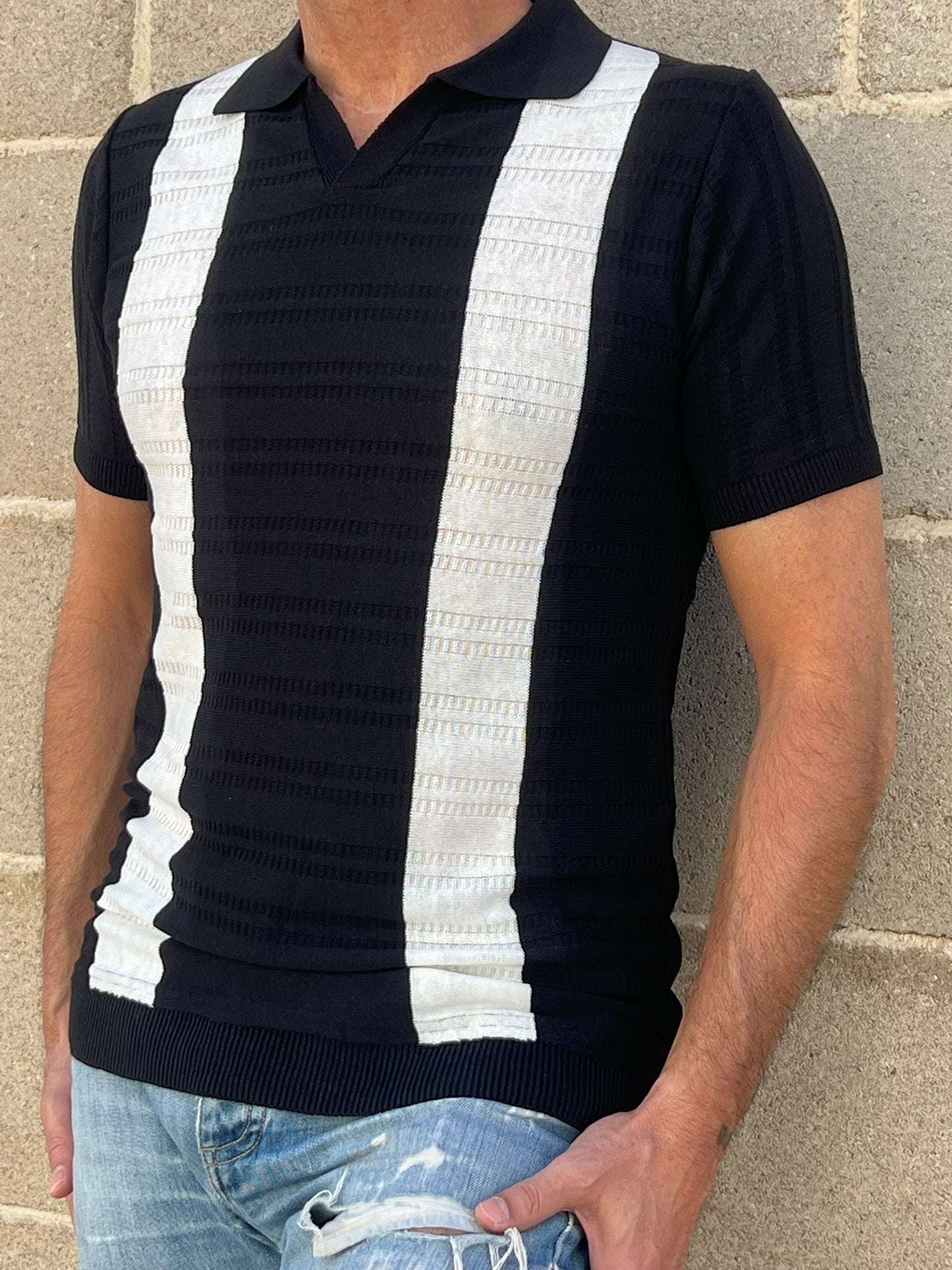 POLO RIGATA UOMO COTONE MANICA CORTA MAGLIERIA 100% PRODOTTA IN ITALIA