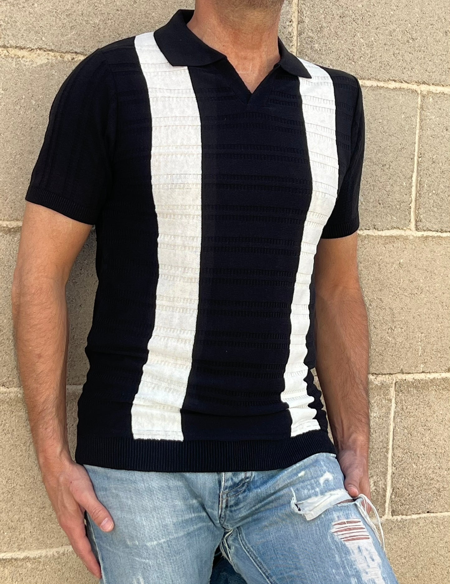 POLO RIGATA UOMO COTONE MANICA CORTA MAGLIERIA 100% PRODOTTA IN ITALIA