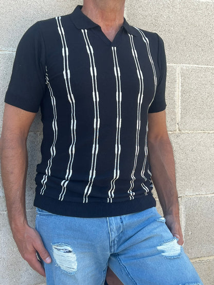 POLO UOMO COTONE MANICA CORTA MAGLIA RIGATA MAGLIERIA PRODOTTA IN ITALIA