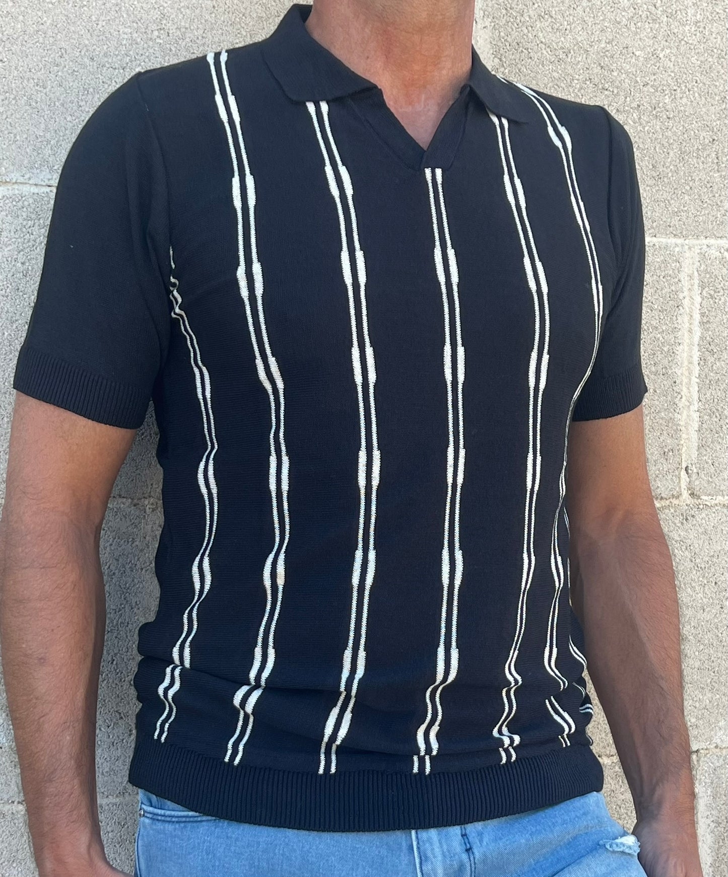 POLO UOMO COTONE MANICA CORTA MAGLIA RIGATA MAGLIERIA PRODOTTA IN ITALIA