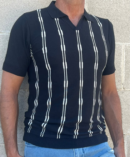 POLO UOMO COTONE MANICA CORTA MAGLIA RIGATA MAGLIERIA PRODOTTA IN ITALIA