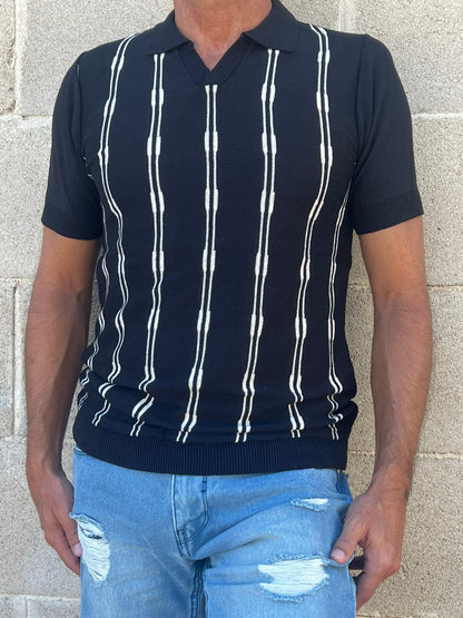 POLO UOMO COTONE MANICA CORTA MAGLIA RIGATA MAGLIERIA PRODOTTA IN ITALIA