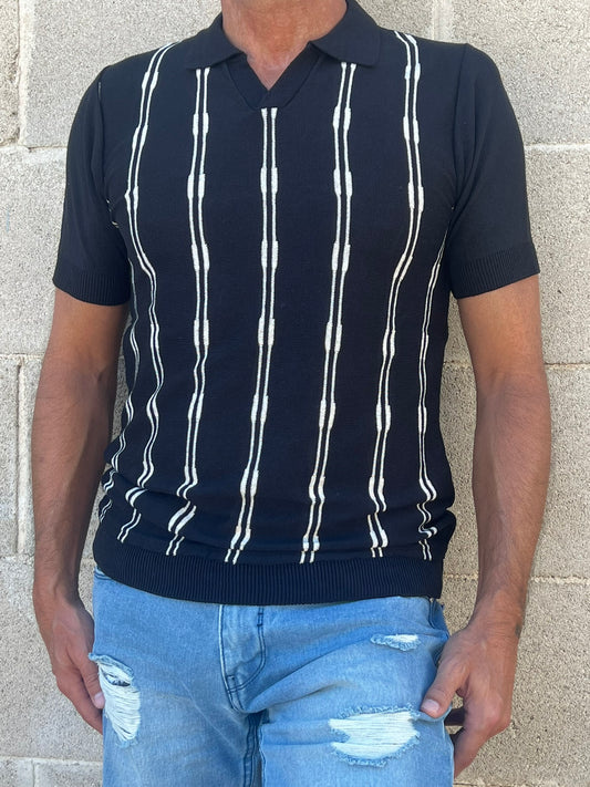 POLO UOMO COTONE MANICA CORTA MAGLIA RIGATA MAGLIERIA PRODOTTA IN ITALIA