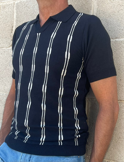 POLO UOMO COTONE MANICA CORTA MAGLIA RIGATA MAGLIERIA PRODOTTA IN ITALIA