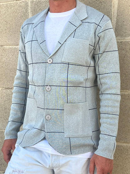 CARDIGAN UOMO 100% COTONE MADE IN ITALY GIACCA JACQUARD SCIALLATA REGULAR