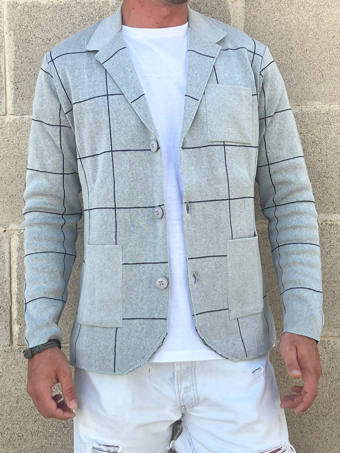 CARDIGAN UOMO 100% COTONE MADE IN ITALY GIACCA JACQUARD SCIALLATA REGULAR