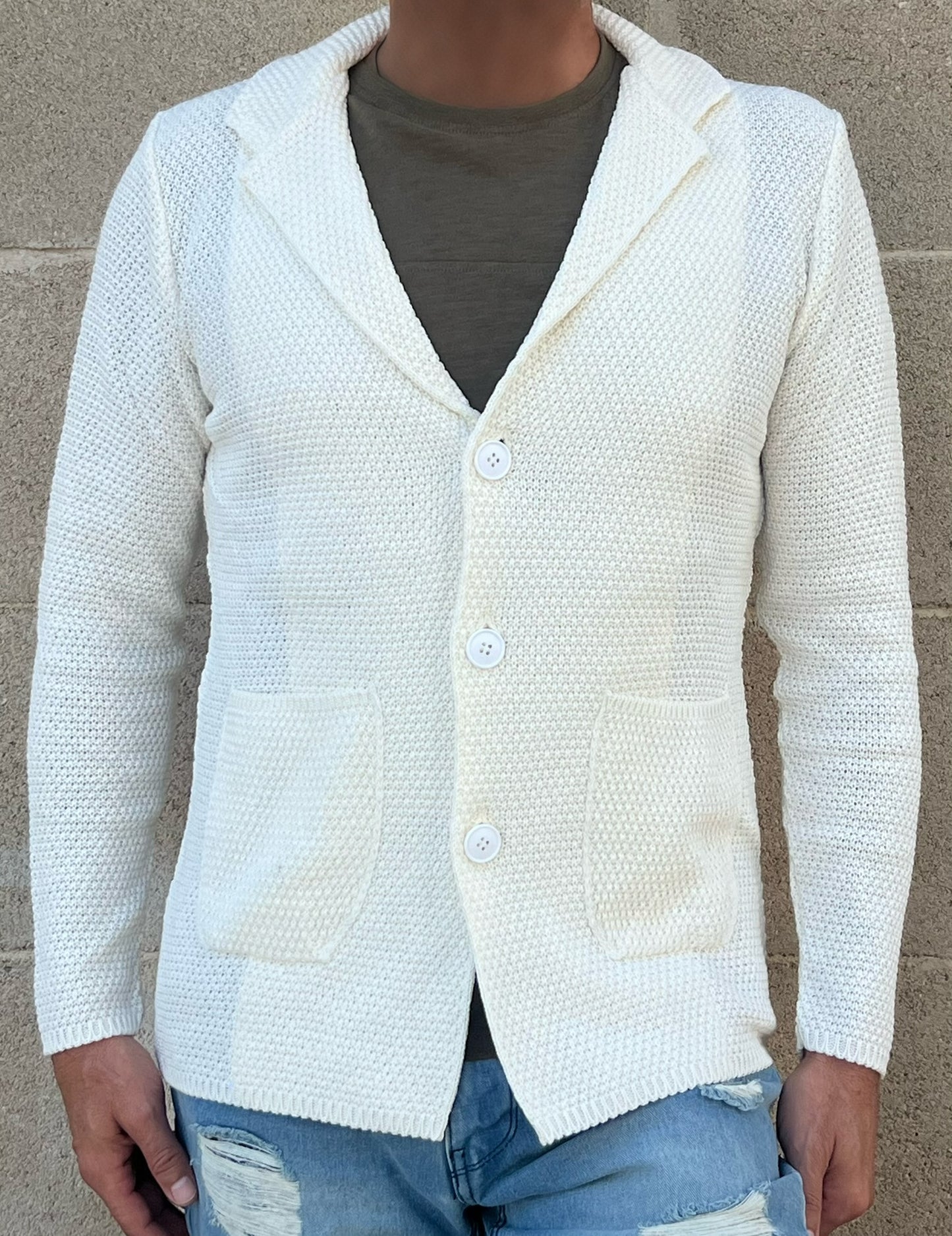 GIACCA CARDIGAN BLAZER SLIM UOMO COTONE LINKS MAGLIERIA 100% MADE IN ITALY