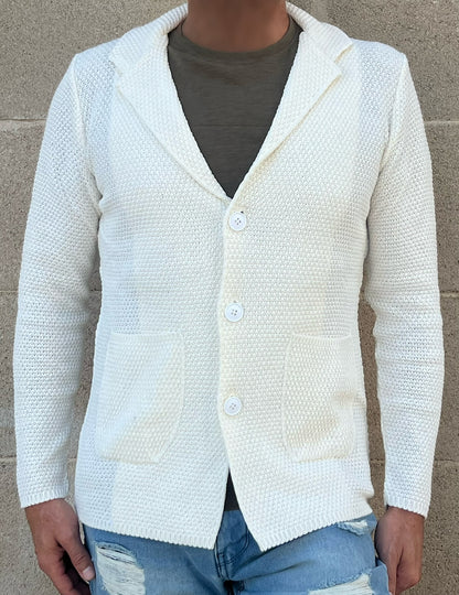 GIACCA CARDIGAN BLAZER SLIM UOMO COTONE LINKS MAGLIERIA 100% MADE IN ITALY