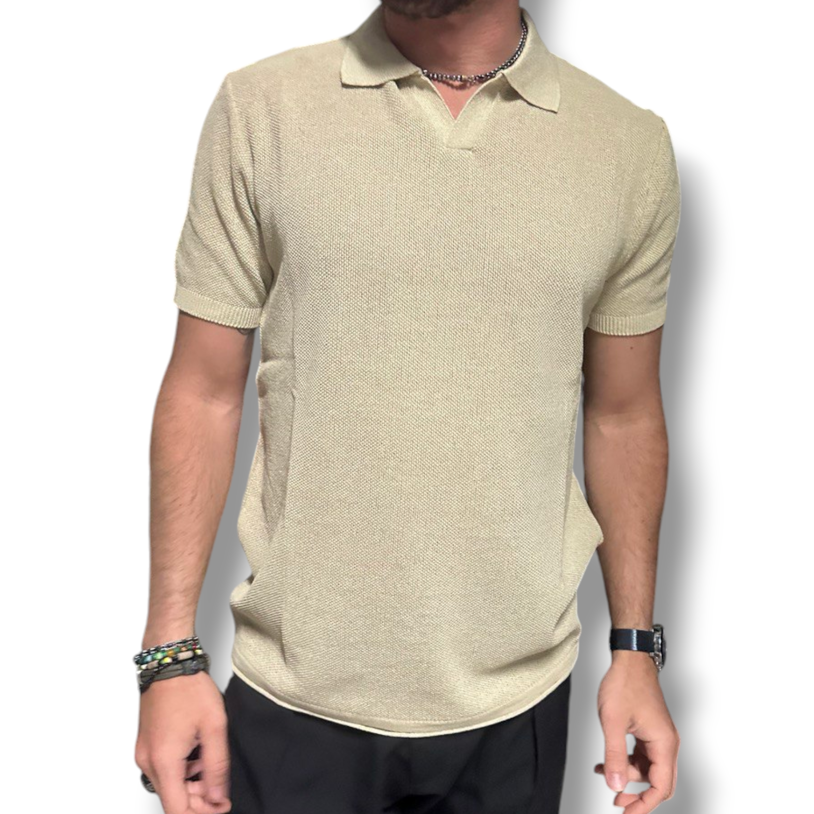 POLO UOMO COTONE T-SHIRT MANICA CORTA LAVORAZIONE LINKS  100% MADE IN ITALY - Pasqualejimmy