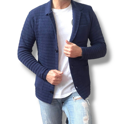 CARDIGAN UOMO COTONE LAVORATA A MAGLIA SLIM 100% MADE IN ITALY - Pasqualejimmy