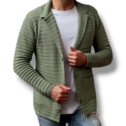 CARDIGAN UOMO COTONE LAVORATA A MAGLIA SLIM 100% MADE IN ITALY - Pasqualejimmy