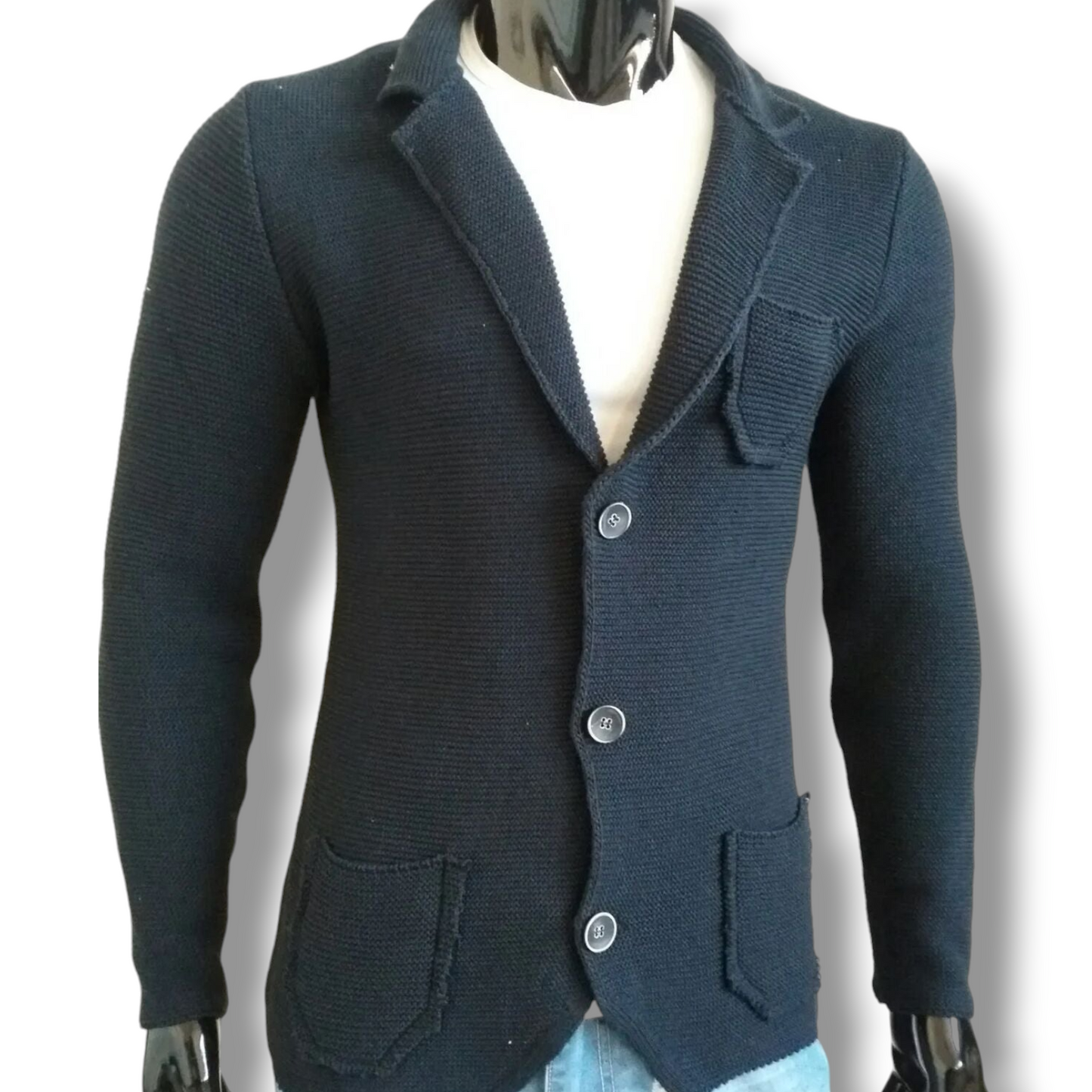 CARDIGAN UOMO COTONE LAVORATO A MAGLIA SLIM 100% MADE IN ITALY - Pasqualejimmy