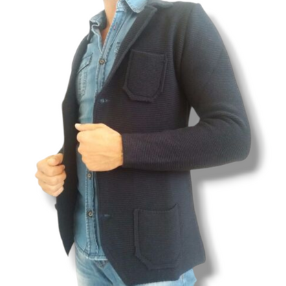 CARDIGAN UOMO MISTO LANA  SLIM 100% MADE IN ITALY - Pasqualejimmy