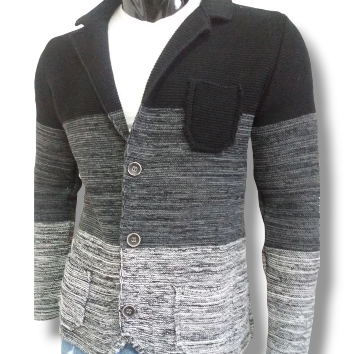 CARDIGAN UOMO MISTO LANA LAVORATO A MAGLIA  SLIM 100% MADE IN ITALY - Pasqualejimmy