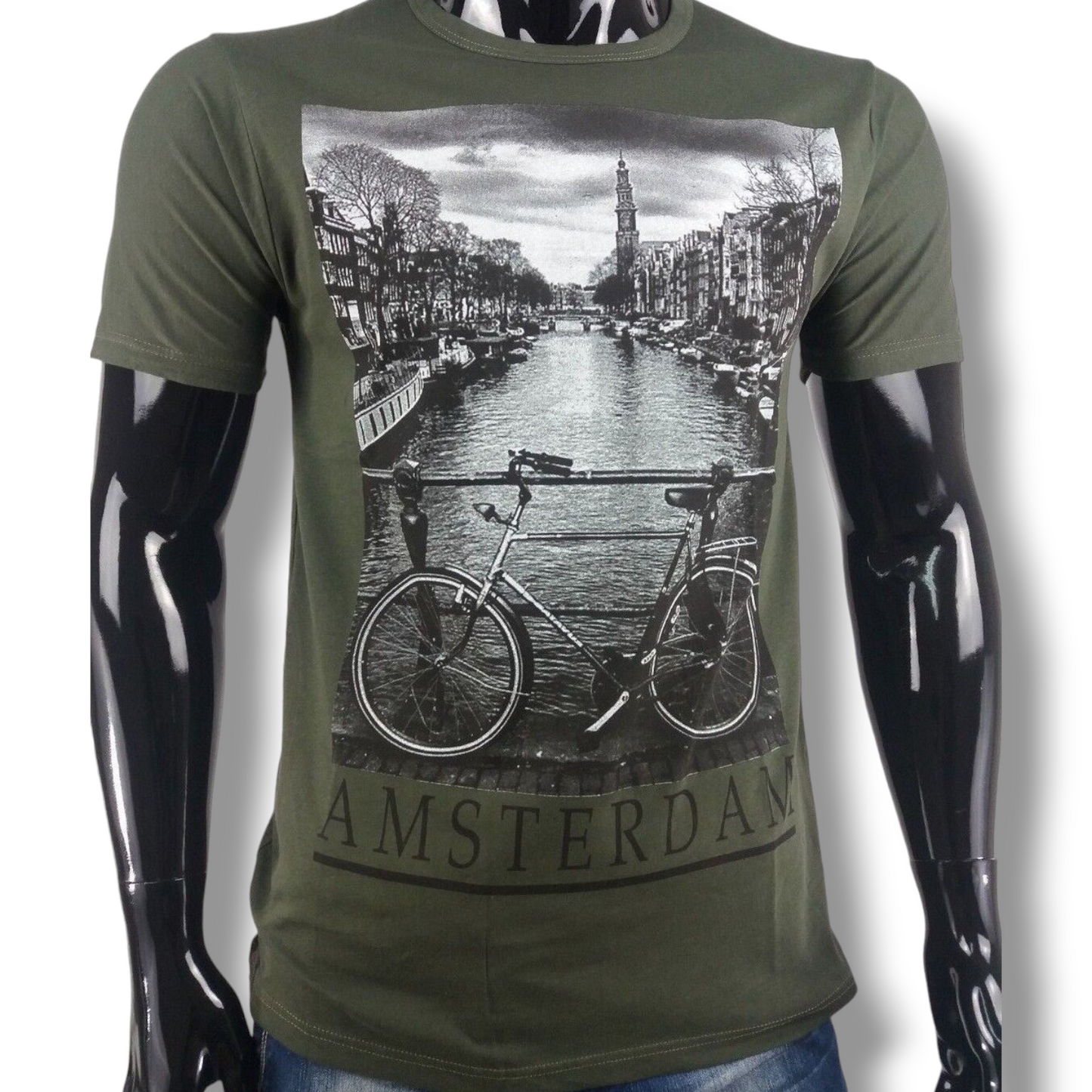 T-SHIRT UOMO STAMPA AMSTERDAM MAGLIETTA MANICA CORTA 100% COTONE MADE IN ITALY - Pasqualejimmy