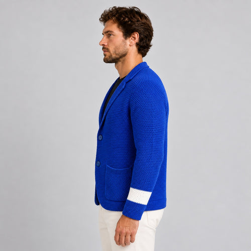 CARDIGAN UOMO 100% COTONE LAVORAZIONE LINKS DOPPIO PETTO SARTORIALE MADE IN ITALY