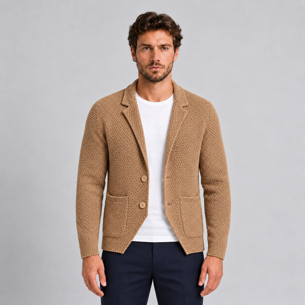 HERRENSTRICKJACKE LINKSSTRICK AUS BAUMWOLLE SLIM FIT