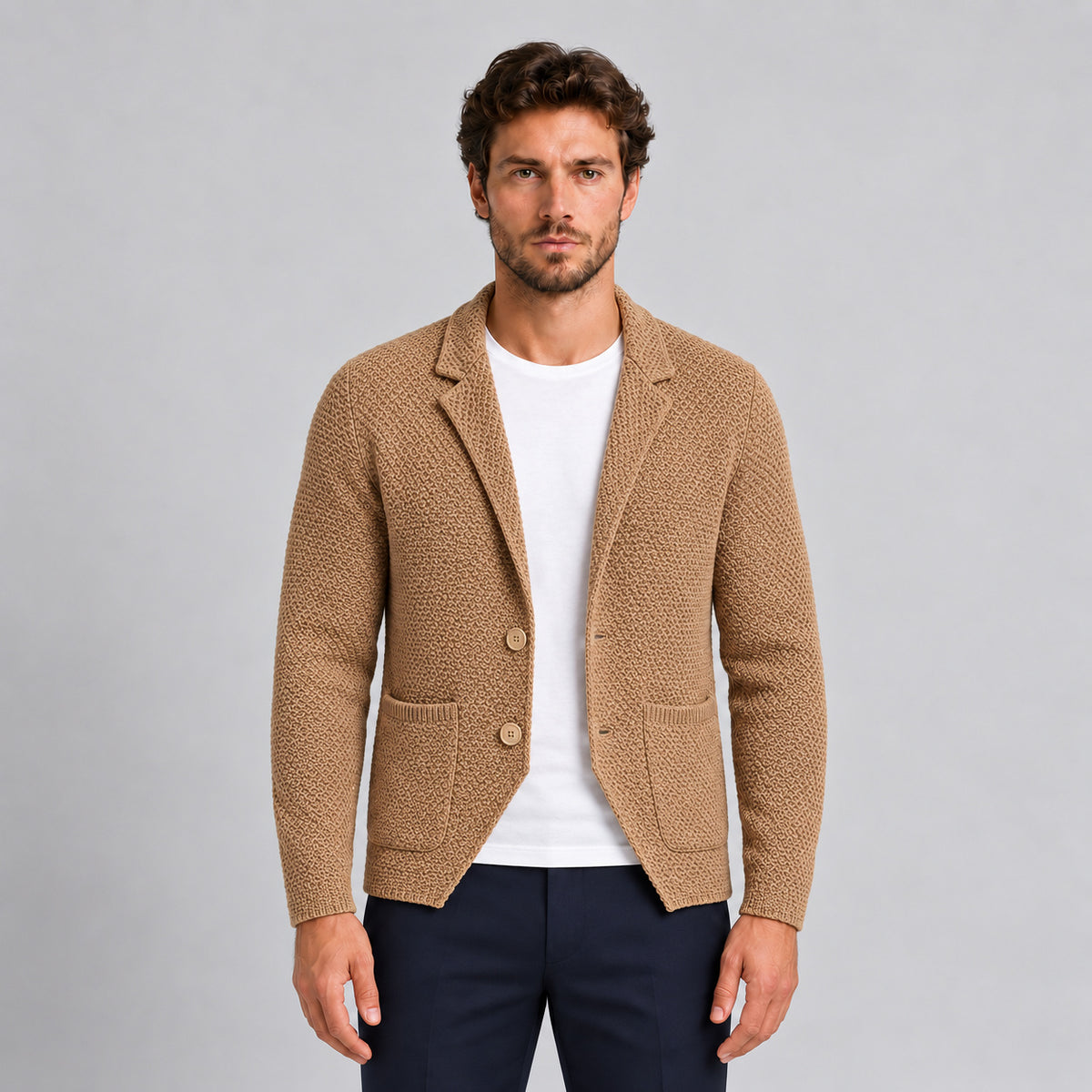 GIACCA UOMO LINKS COTONE CARDIGAN LAVORATA A MAGLIA SLIM FIT
