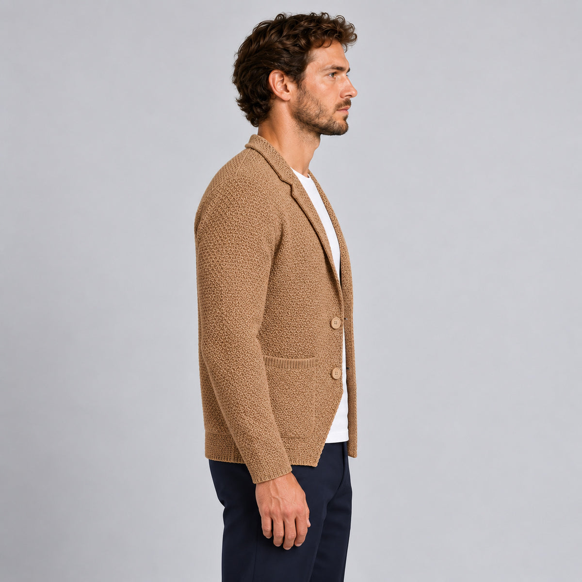 GIACCA UOMO LINKS COTONE CARDIGAN LAVORATA A MAGLIA SLIM FIT