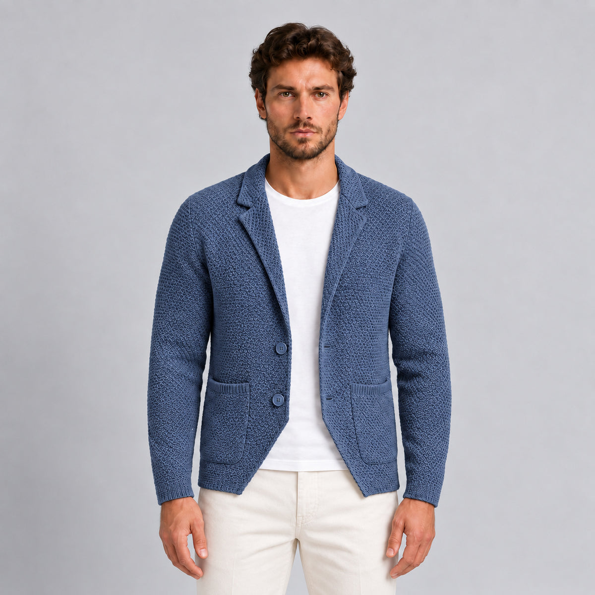 GIACCA UOMO LINKS COTONE CARDIGAN LAVORATA A MAGLIA SLIM FIT