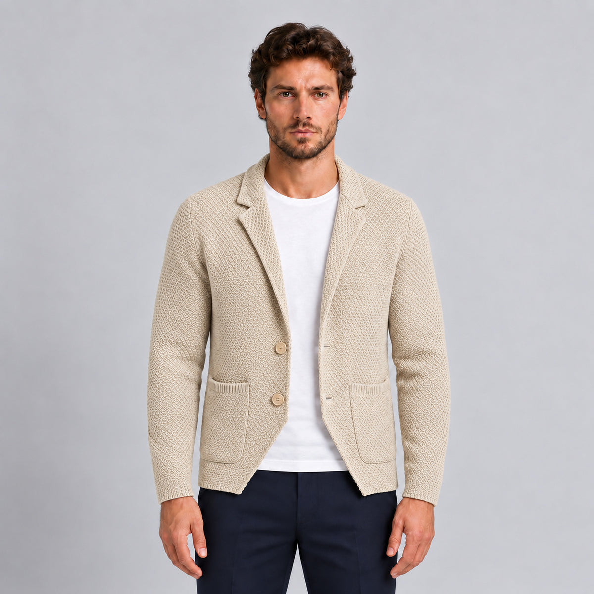 GIACCA UOMO LINKS COTONE CARDIGAN LAVORATA A MAGLIA SLIM FIT