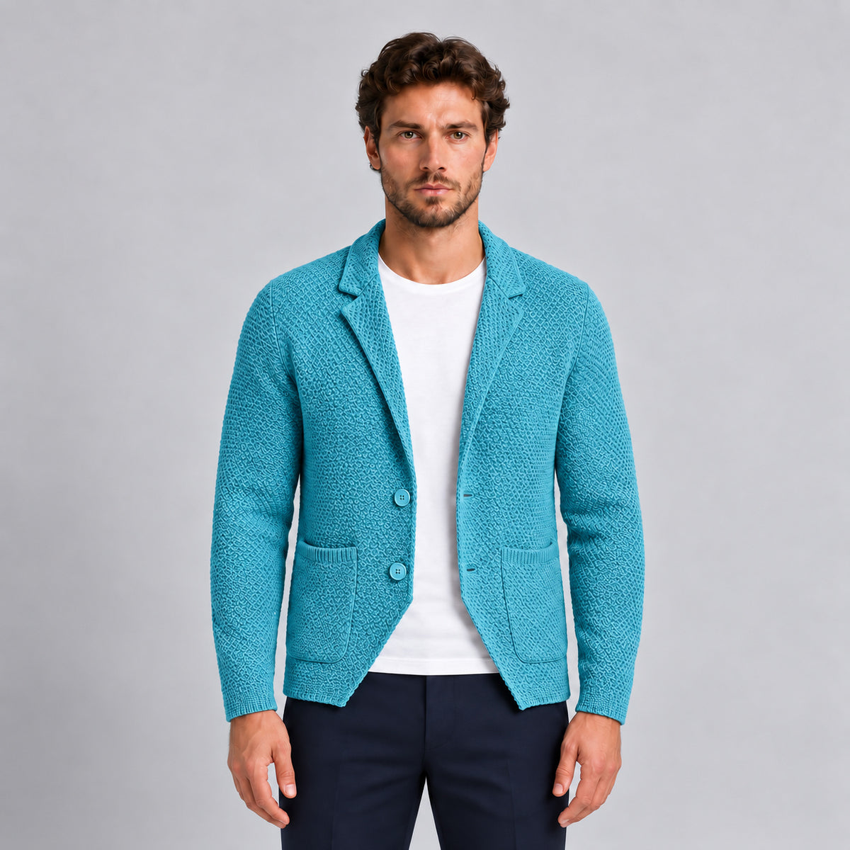 GIACCA UOMO LINKS COTONE CARDIGAN LAVORATA A MAGLIA SLIM FIT