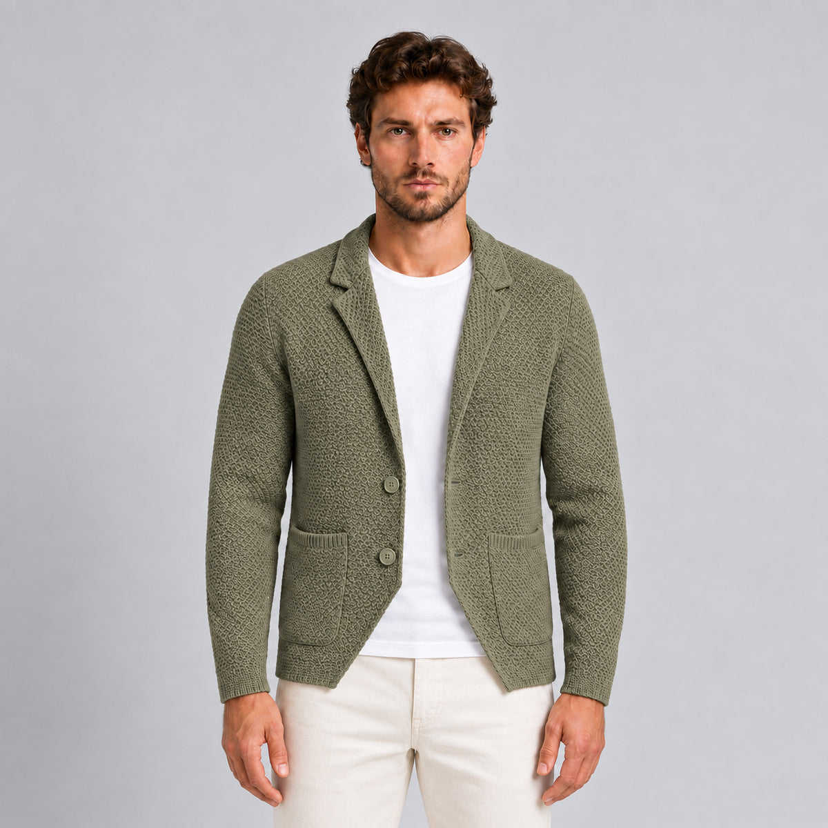 GIACCA UOMO LINKS COTONE CARDIGAN LAVORATA A MAGLIA SLIM FIT