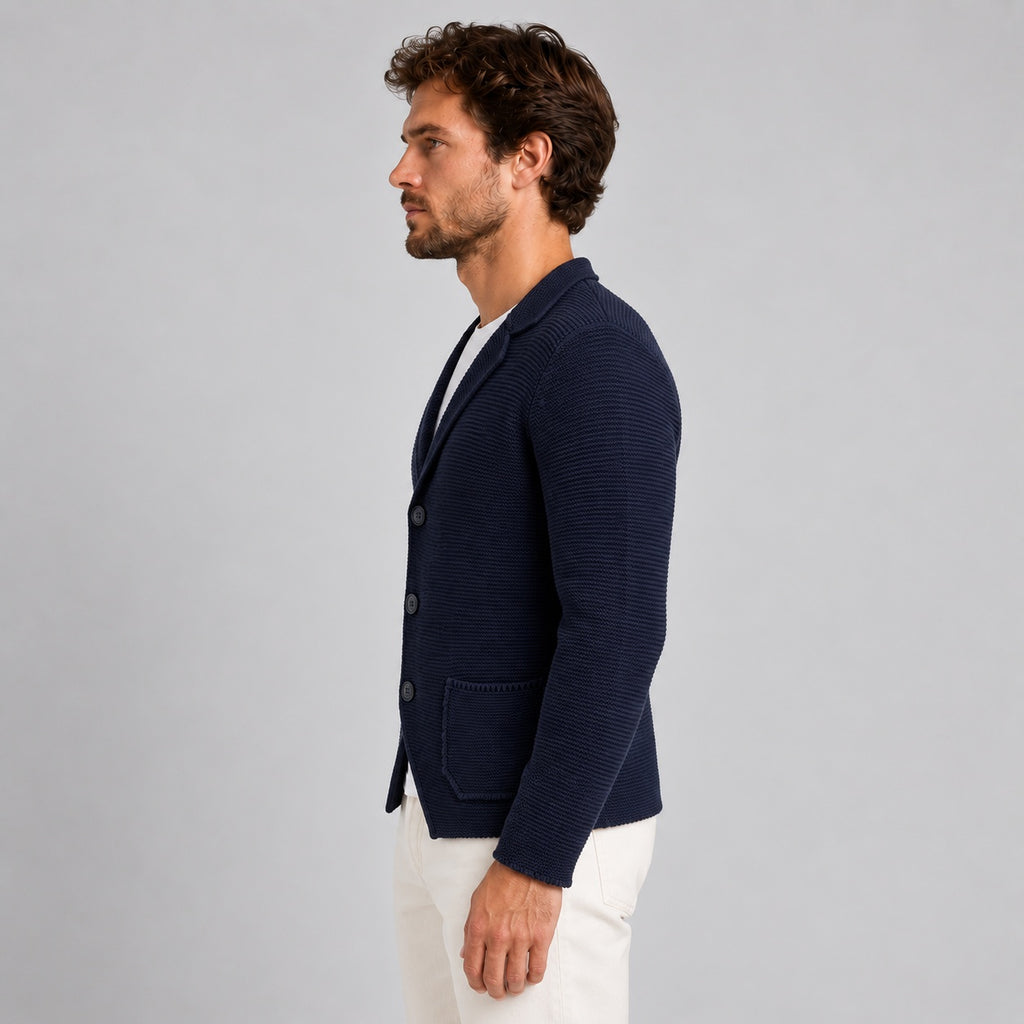 GIACCA UOMO COTONE BLAZER CARDIGAN LAVORATO A MAGLIA SLIM FIT