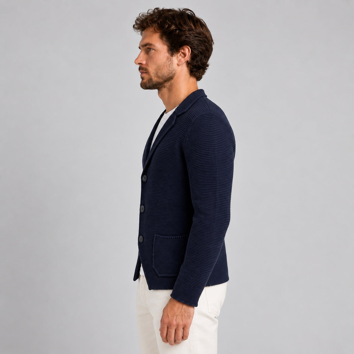 GIACCA UOMO COTONE BLAZER CARDIGAN LAVORATO A MAGLIA SLIM FIT