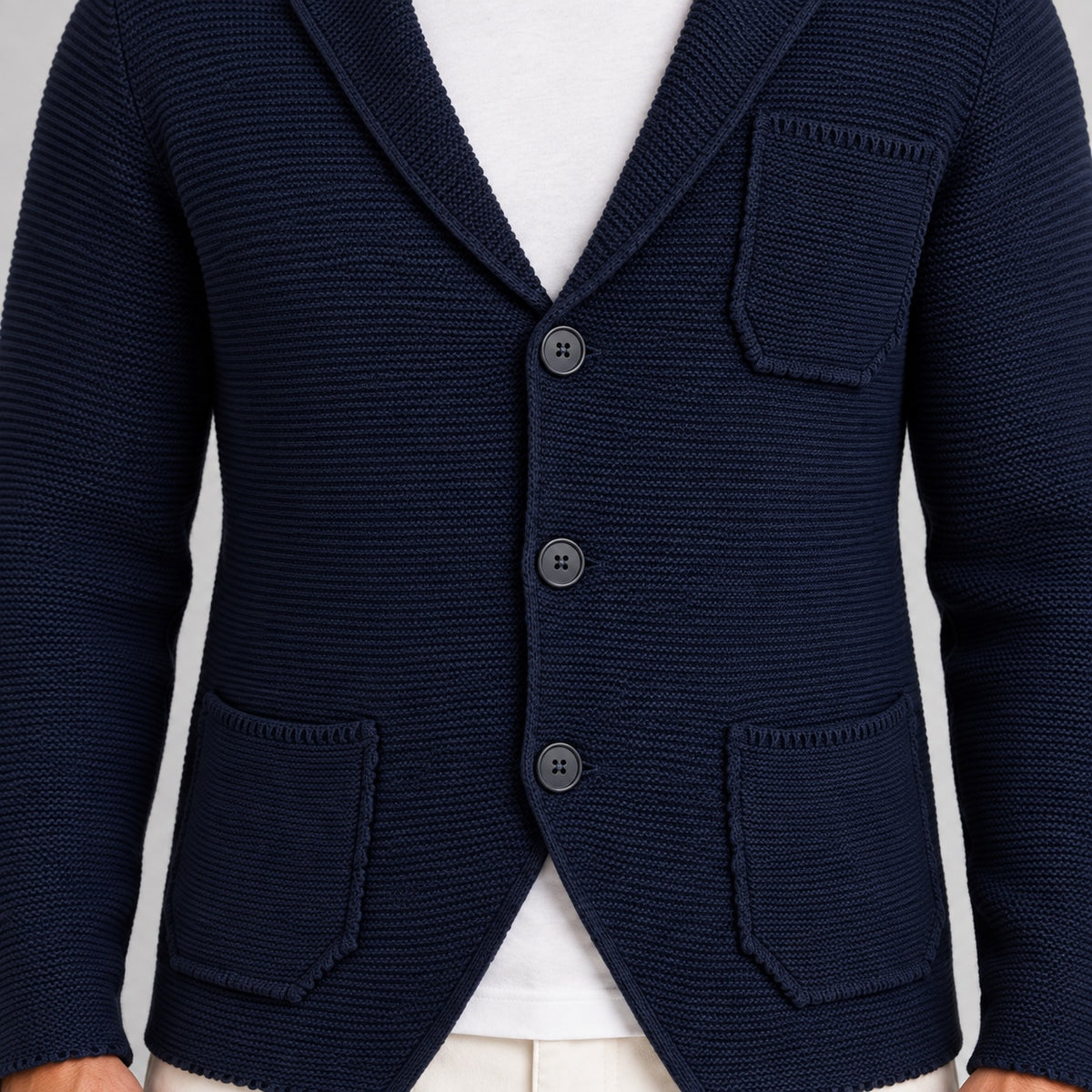 GIACCA UOMO COTONE BLAZER CARDIGAN LAVORATO A MAGLIA SLIM FIT