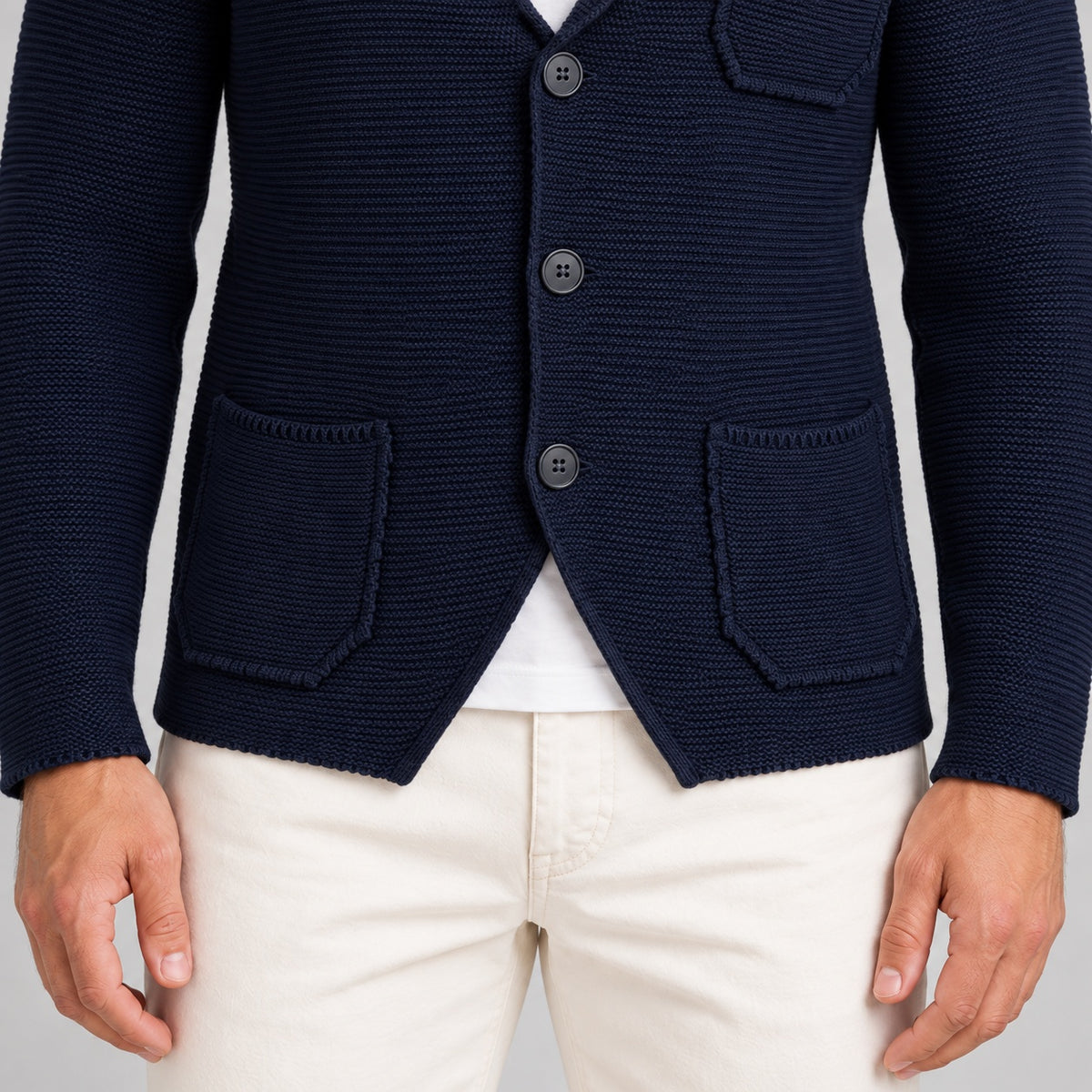 GIACCA UOMO COTONE BLAZER CARDIGAN LAVORATO A MAGLIA SLIM FIT