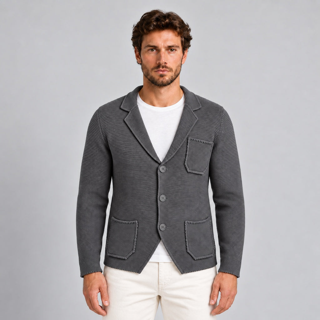 GIACCA UOMO COTONE BLAZER CARDIGAN LAVORATO A MAGLIA SLIM FIT