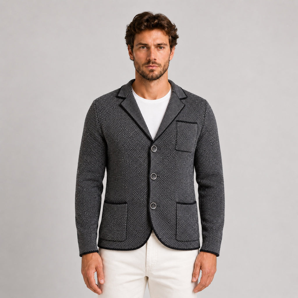 GIACCA UOMO BLAZER CASUAL ELEGANTE  MAGLIERIA CARDIGAN MISTO LANA