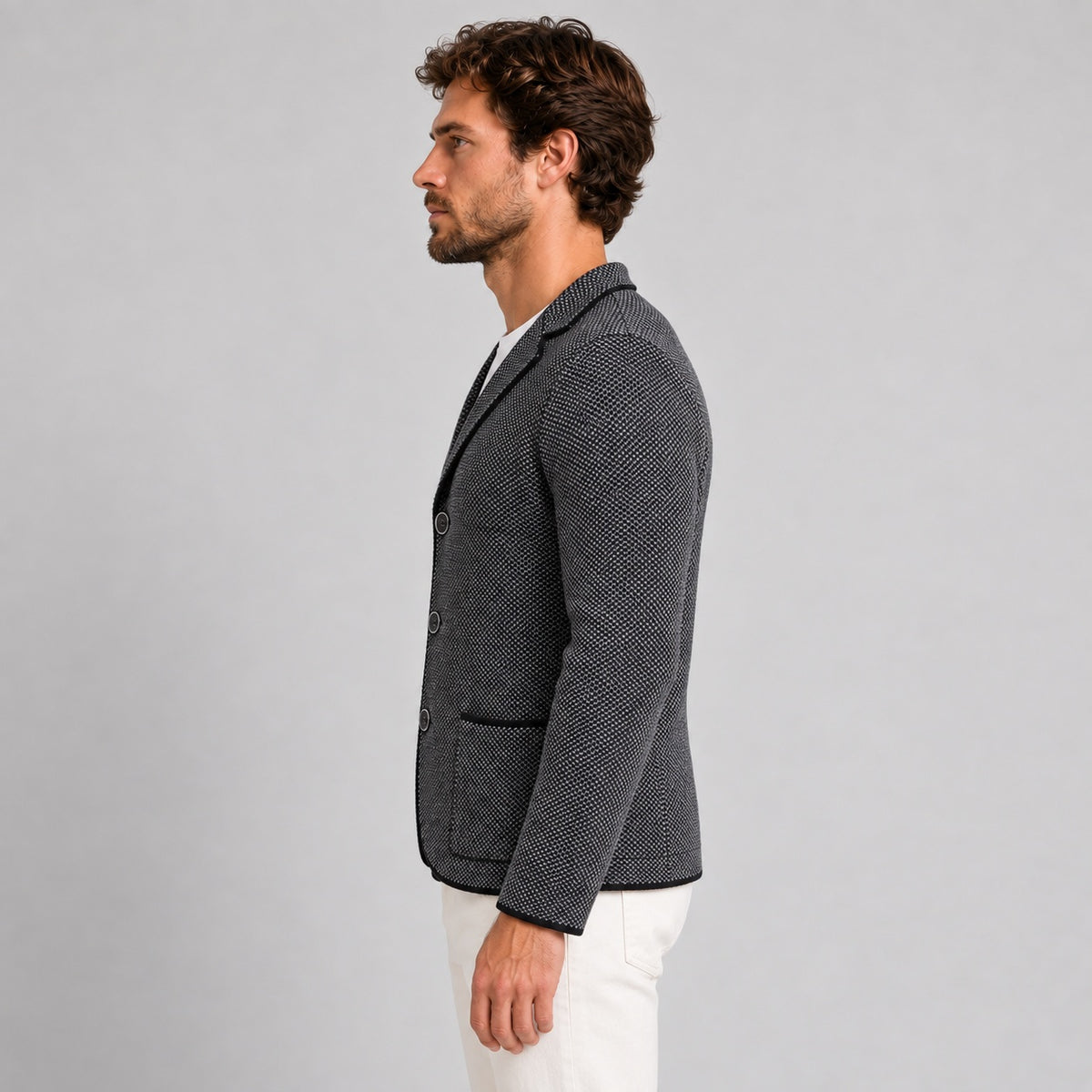 GIACCA UOMO BLAZER CASUAL ELEGANTE  MAGLIERIA CARDIGAN MISTO LANA