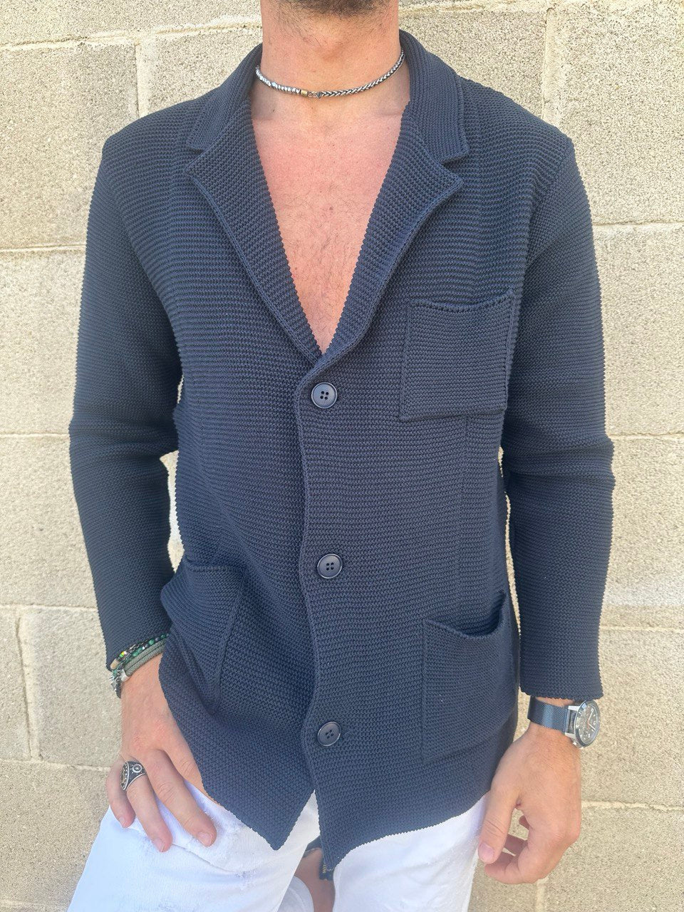 CARDIGAN UOMO COTONE  DOPPIO PETTO SARTORIALE 100% MADE IN ITALY - Pasqualejimmy