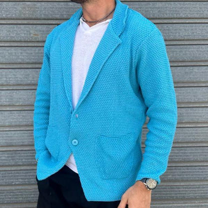 MEN'S JACKET LINKS COTTON SLIM KNITTED CARDIGAN 100% MADE IN ITALY