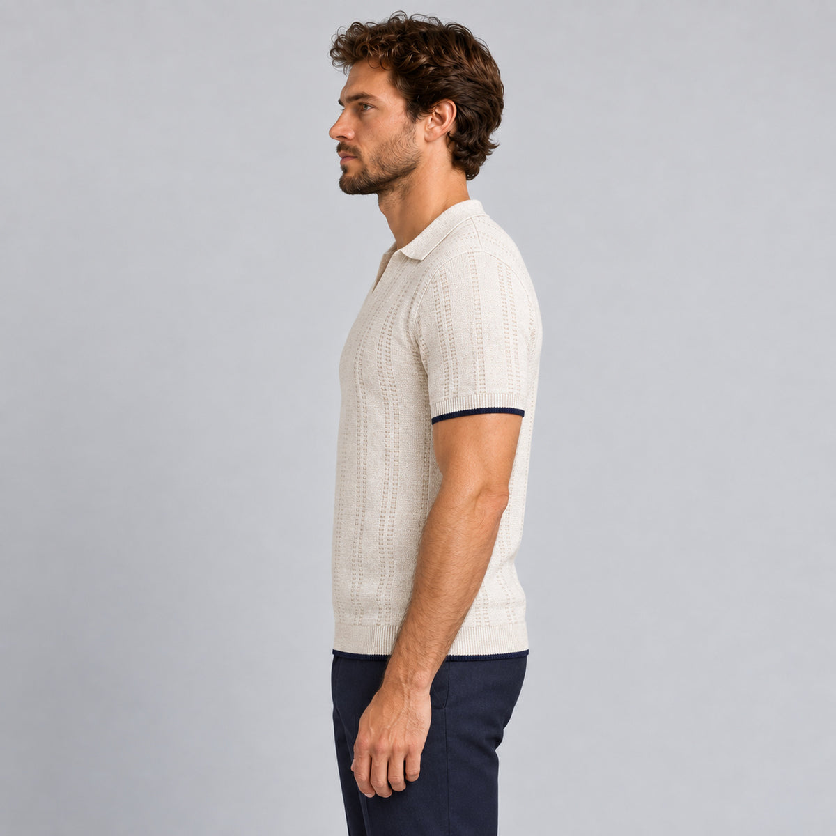 POLO UOMO COTONE CON RIGHINO A CONTRASTO MANICA CORTA MAGLIERIA 100% MADE IN ITALY