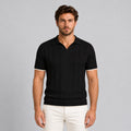 HERREN-POLOSHIRT AUS BAUMWOLLE MIT KONTRASTSTREIFEN KURZARM STRICKWAREN 100% MADE IN ITALY