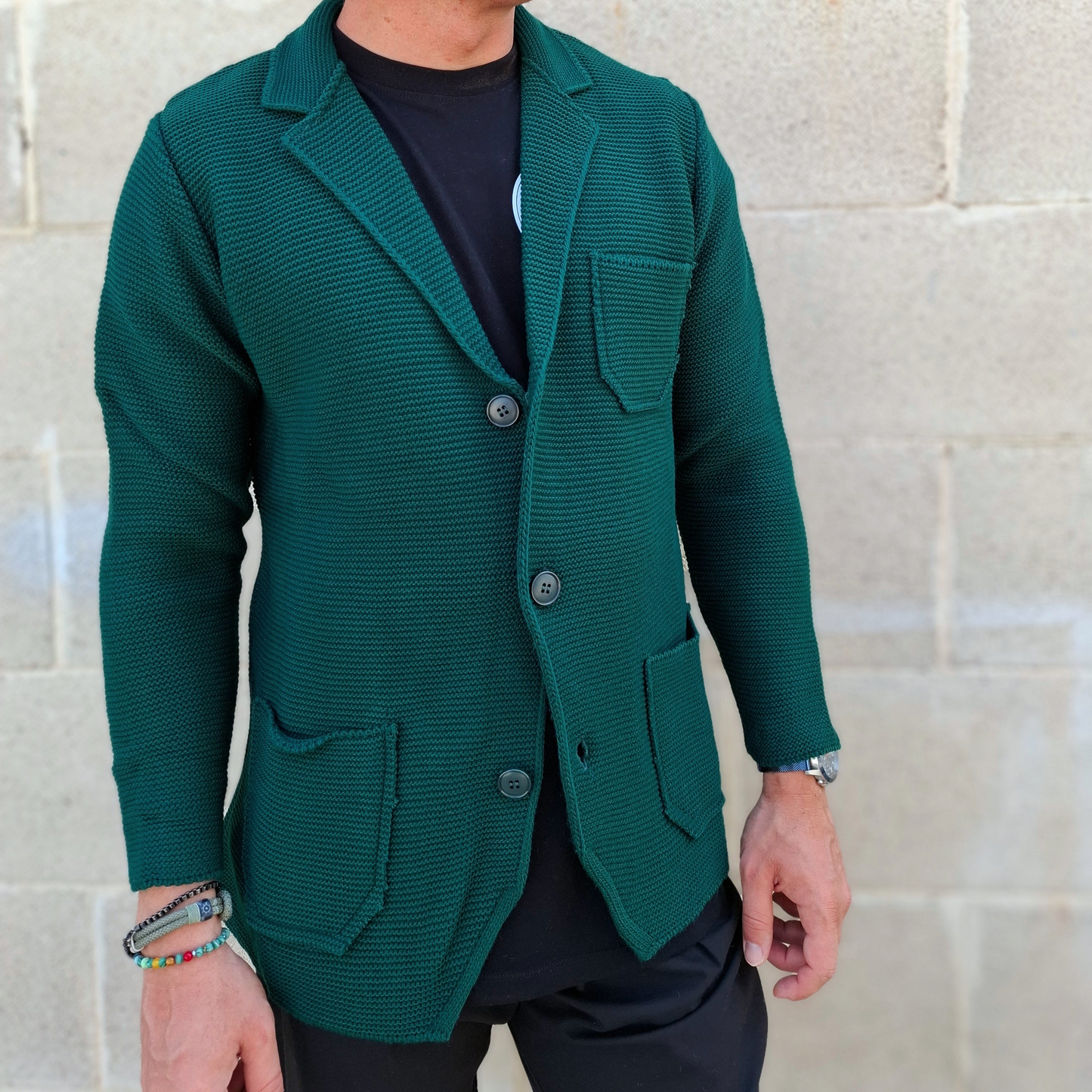 HERREN-WOLLSTRICK-CARDIGAN, 100 % HERGESTELLT IN ITALIEN