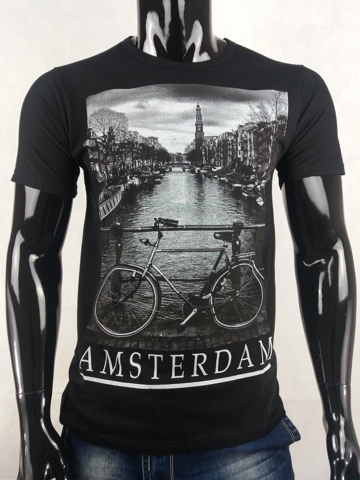 T-SHIRT UOMO STAMPA AMSTERDAM MAGLIETTA MANICA CORTA 100% COTONE MADE IN ITALY - Pasqualejimmy