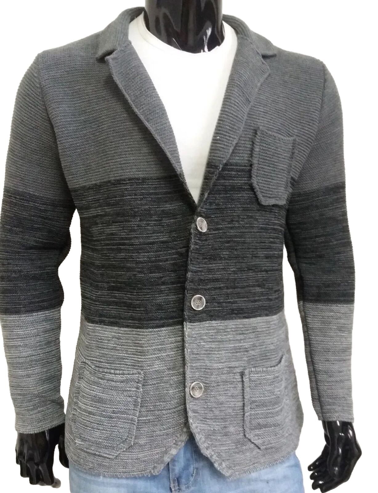 CARDIGAN UOMO MISTO LANA LAVORATO A MAGLIA  SLIM 100% MADE IN ITALY - Pasqualejimmy