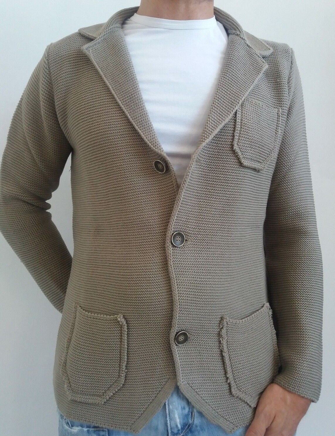 CARDIGAN UOMO MISTO LANA  SLIM 100% MADE IN ITALY - Pasqualejimmy