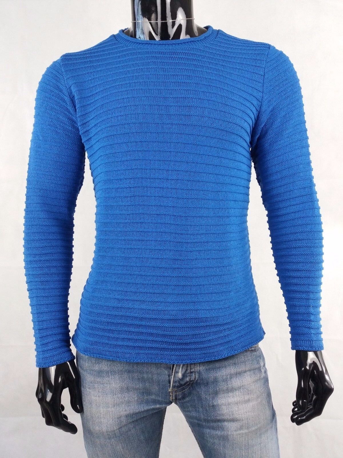 MAGLIA A MANICA LUNGA UOMO COTONE CON RILIEVO 100% MADE IN ITALY - Pasqualejimmy