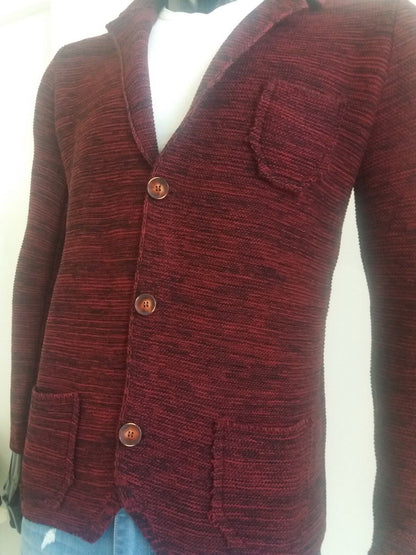 CARDIGAN UOMO LAVORATO A MAGLIA  MISTO LANA SLIM 100% MADE IN ITALY - Pasqualejimmy