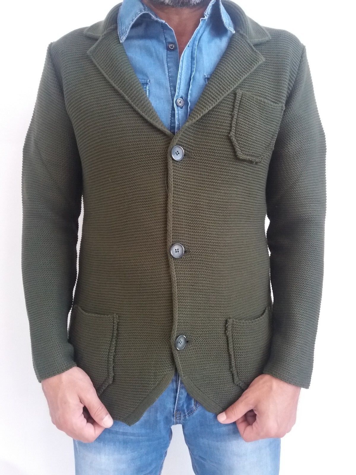 CARDIGAN UOMO MISTO LANA  SLIM 100% MADE IN ITALY - Pasqualejimmy