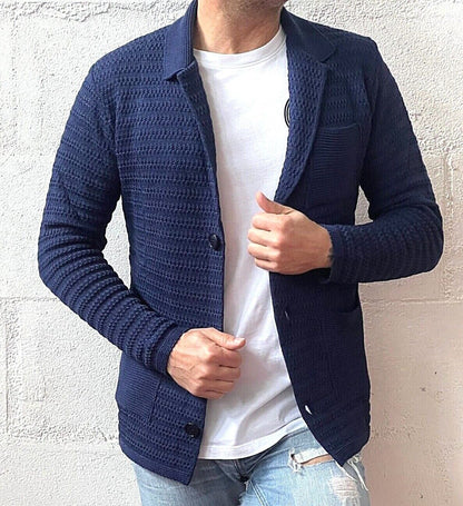 CARDIGAN UOMO COTONE LAVORATA A MAGLIA SLIM 100% MADE IN ITALY - Pasqualejimmy